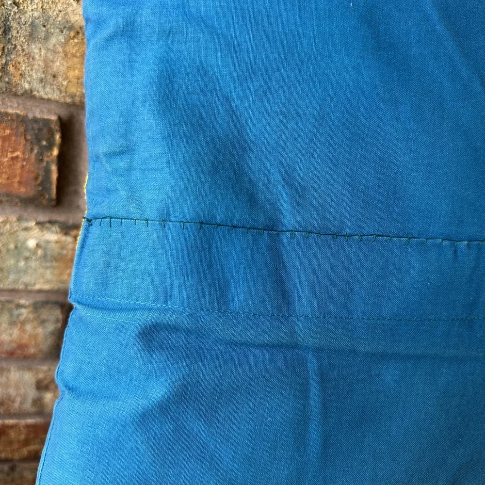 Bohemian‎ Blue Gold Embroidered Shisha Mirror Square Throw Pillow 15x15